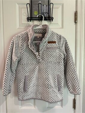 Simply Southern Light Gray Textured Sherpa Pullover Jacket